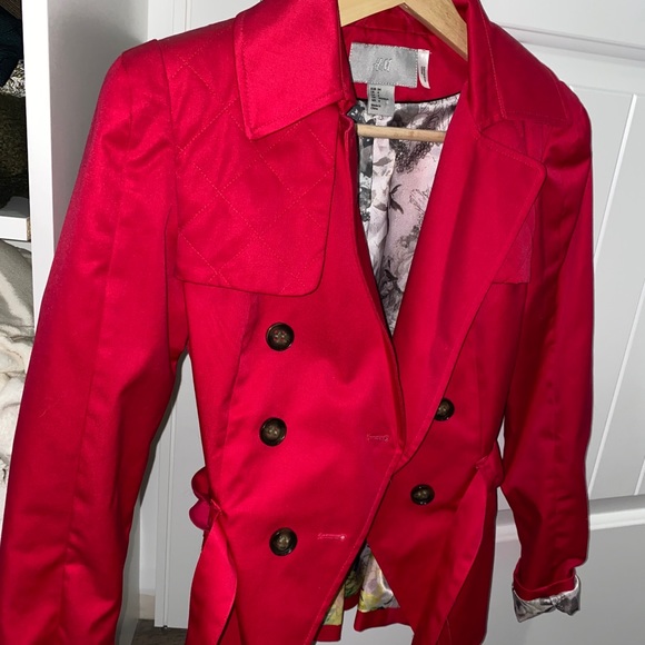 H&M Trench style jacket hip length size 4 - Picture 2 of 4